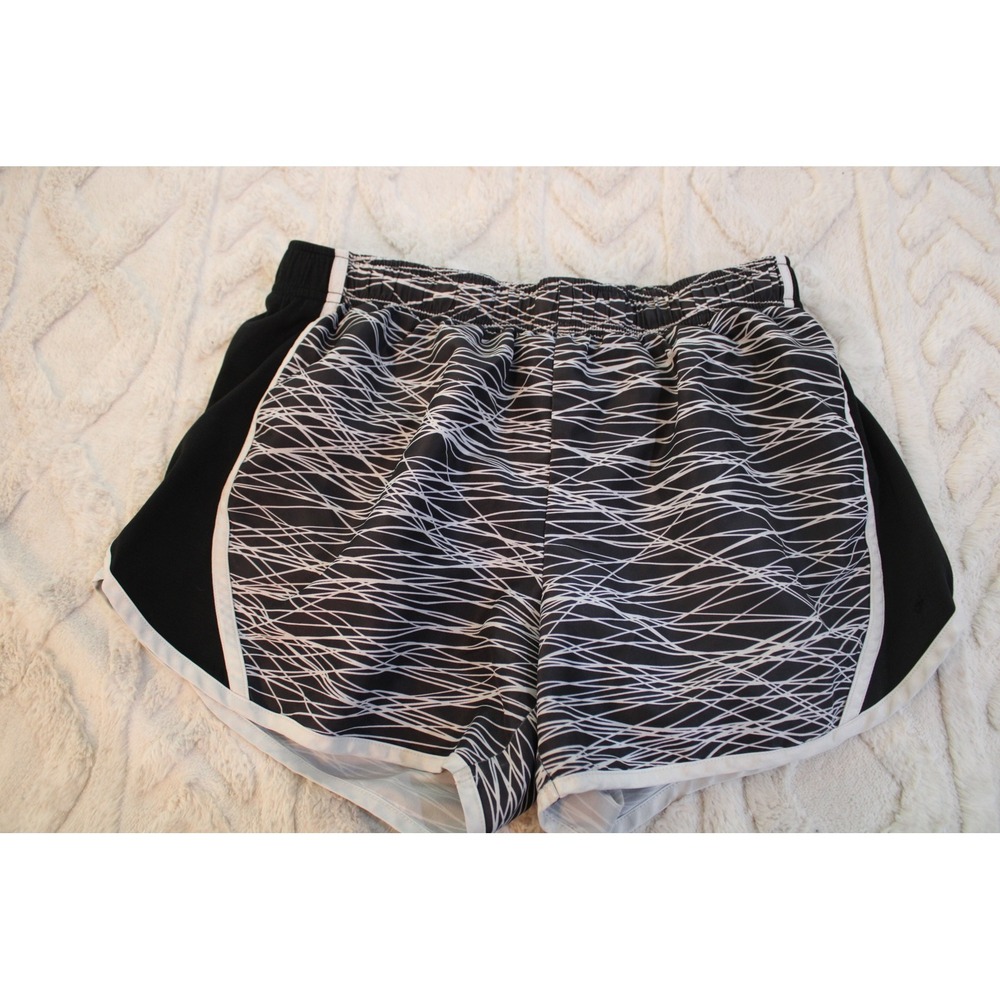 Athletic Works Womens Black White Geometric Print Running Shorts Size M 8-10